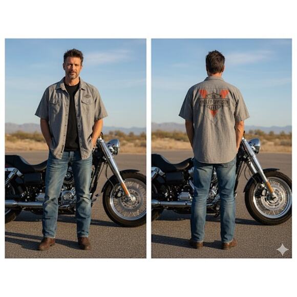 Harley-Davidson Gray Button Up Shirt Sz. 3X - Picture 1 of 8